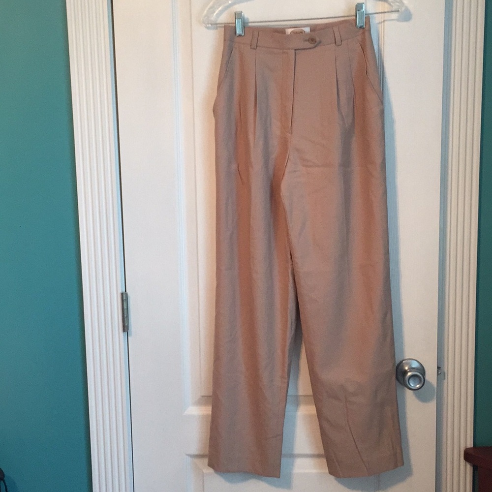 Talbots Petites Stretch Lined Wool Pleated Pants